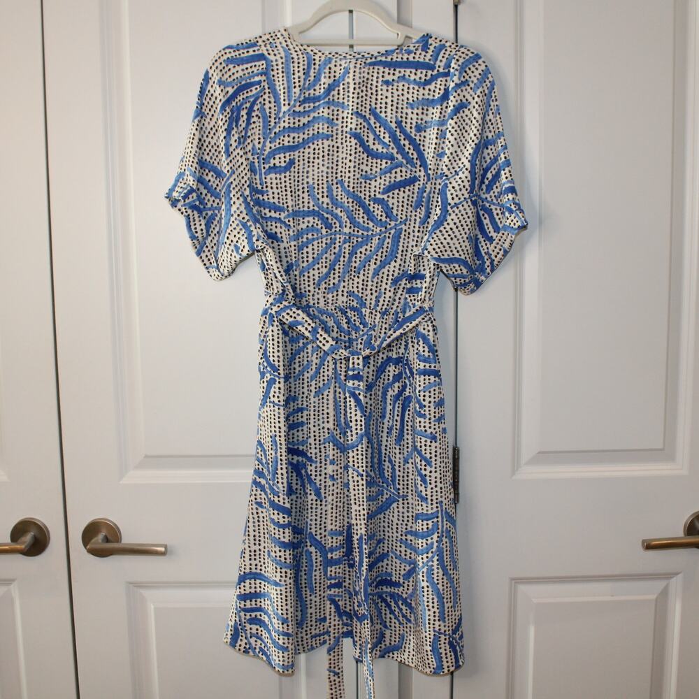 NIC + ZOE Palm Dot Blue Multi Wrap-Style Pullover Tropical Dress | Medium - Picture 10 of 10
